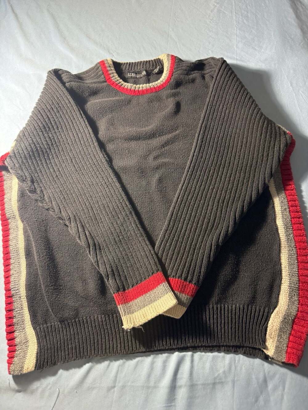 Structure Sweater Size XL Black Striped Crewneck Knit USA